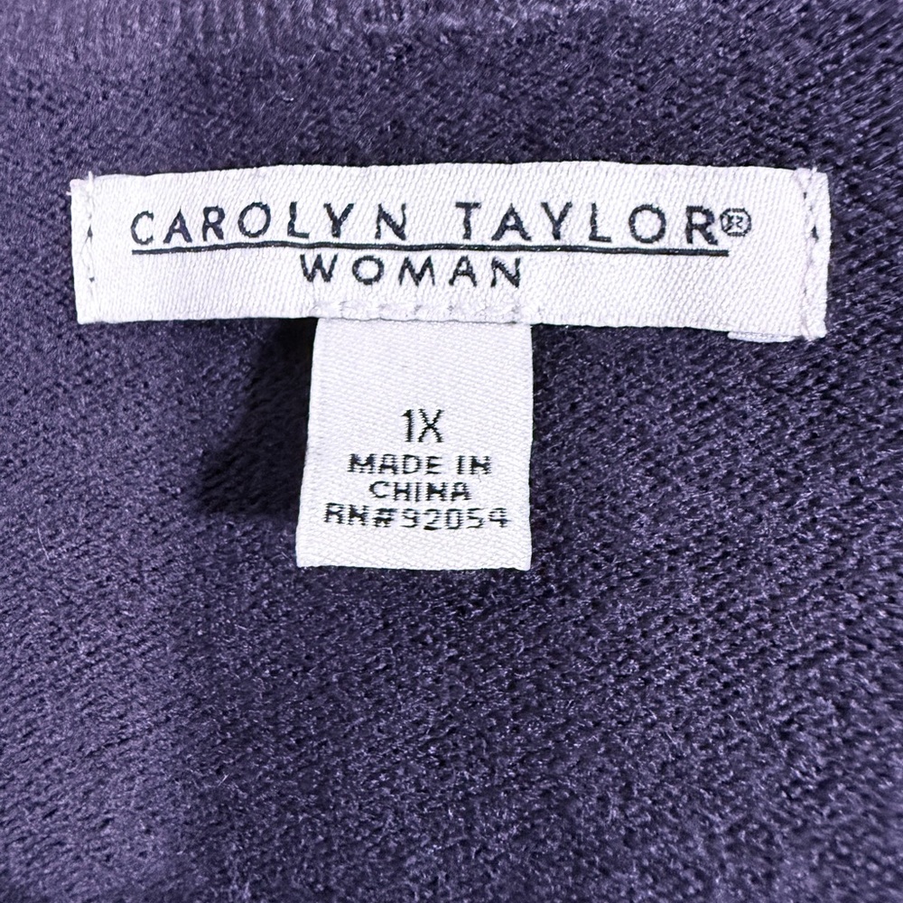 Carolyn Taylor Women’s Size 1X Black V-Neck Sweater w/‎ Embellished Neckline Top - Picture 3 of 8